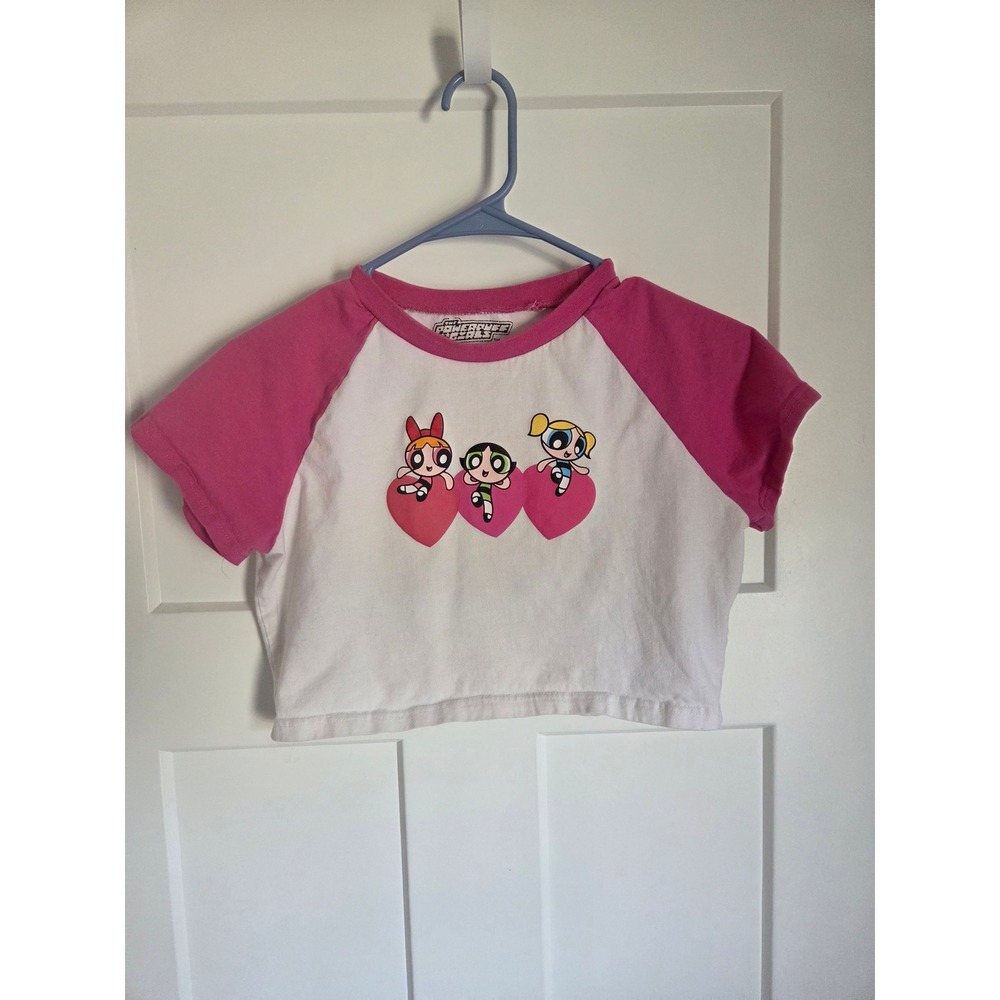 Daisy Street The Powerpuff Girls Pink Raglan Crop Top Baby Tee XL